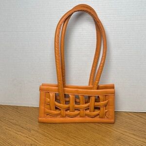 EDRA by EDRA Vegan‎ Leather Orange Woven Mini Handbag Limited Edition Designer